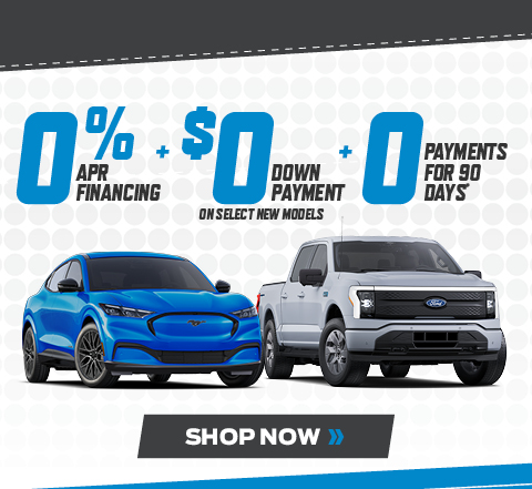 0% APR FINANCING + $0 DOWN PAYMENT + 0 PAYMENTS FOR 90 DAYS!**  On select new models